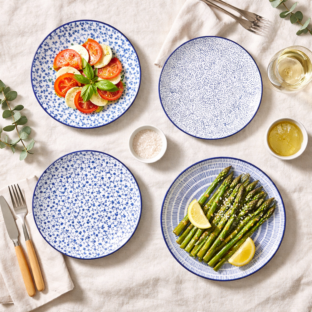 Danny Home 4 PC Exquisite Porcelain Cake Plate Set - Home Phase