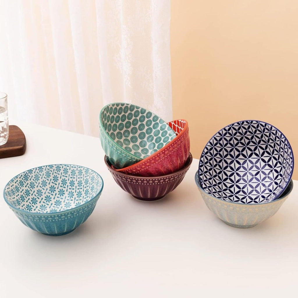 Danny Home Bohemian Porcelain Bowl Set - Set of 6 - Style Phase Home