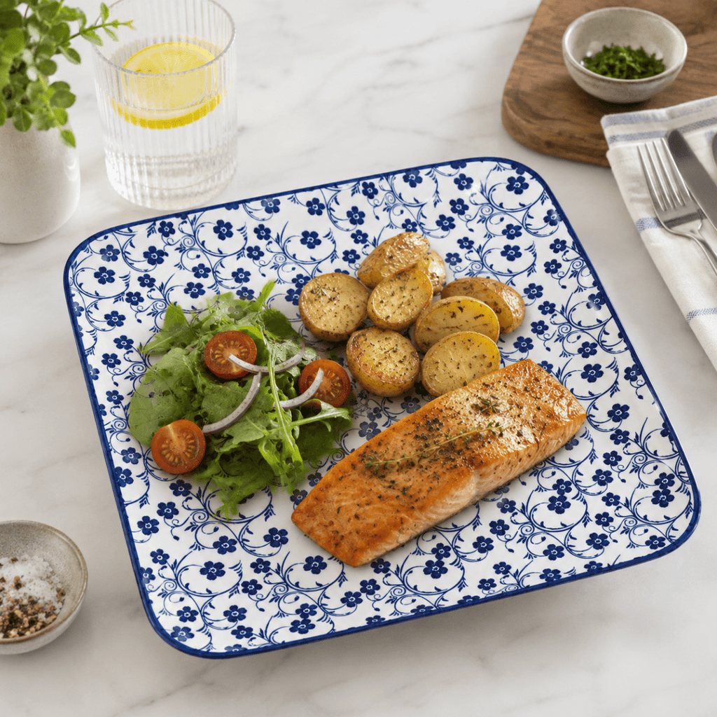 Danny Home Ceramic Square Floral Serving Plate - 36.5 cm - Home Phase