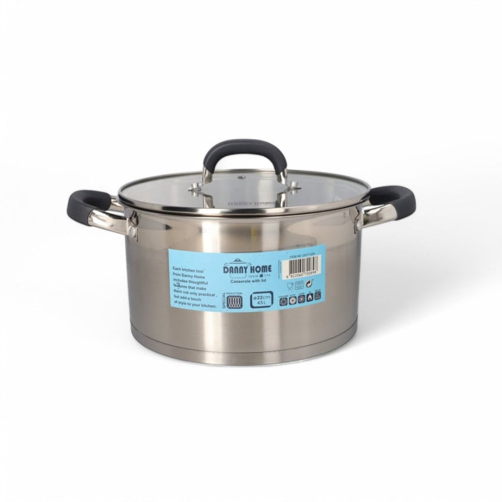 Danny Home Classic Casserole Pot With Glass Lid - 4.5 Litre - Style Phase Home