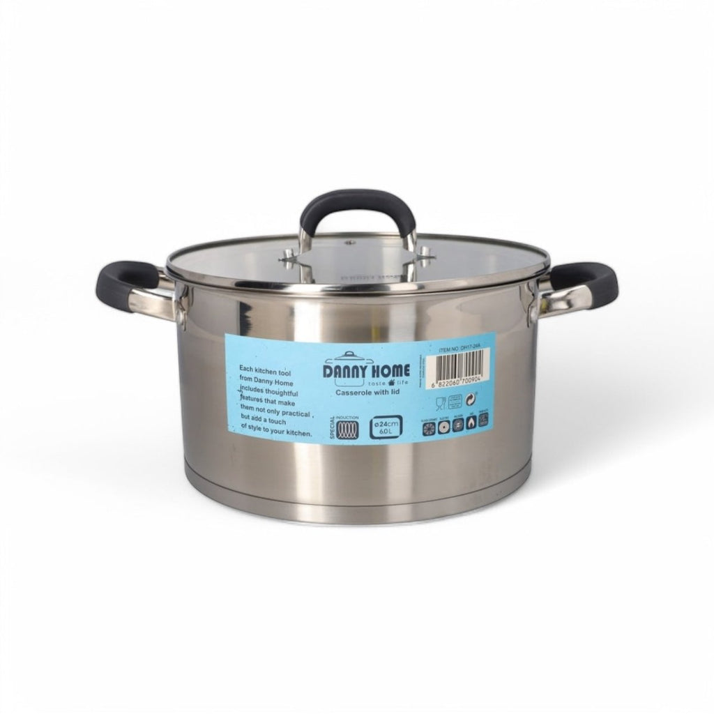 Danny Home Classic Casserole Pot With Glass Lid - 6 Litre - Style Phase Home