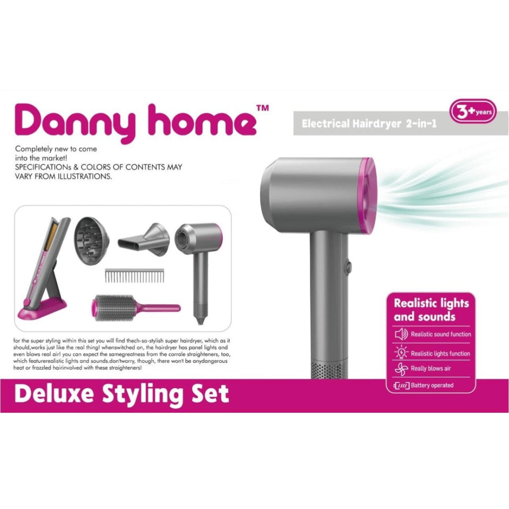 Danny Home Deluxe Hair Dryer + Hair Straightener Toy Set - Home Phase