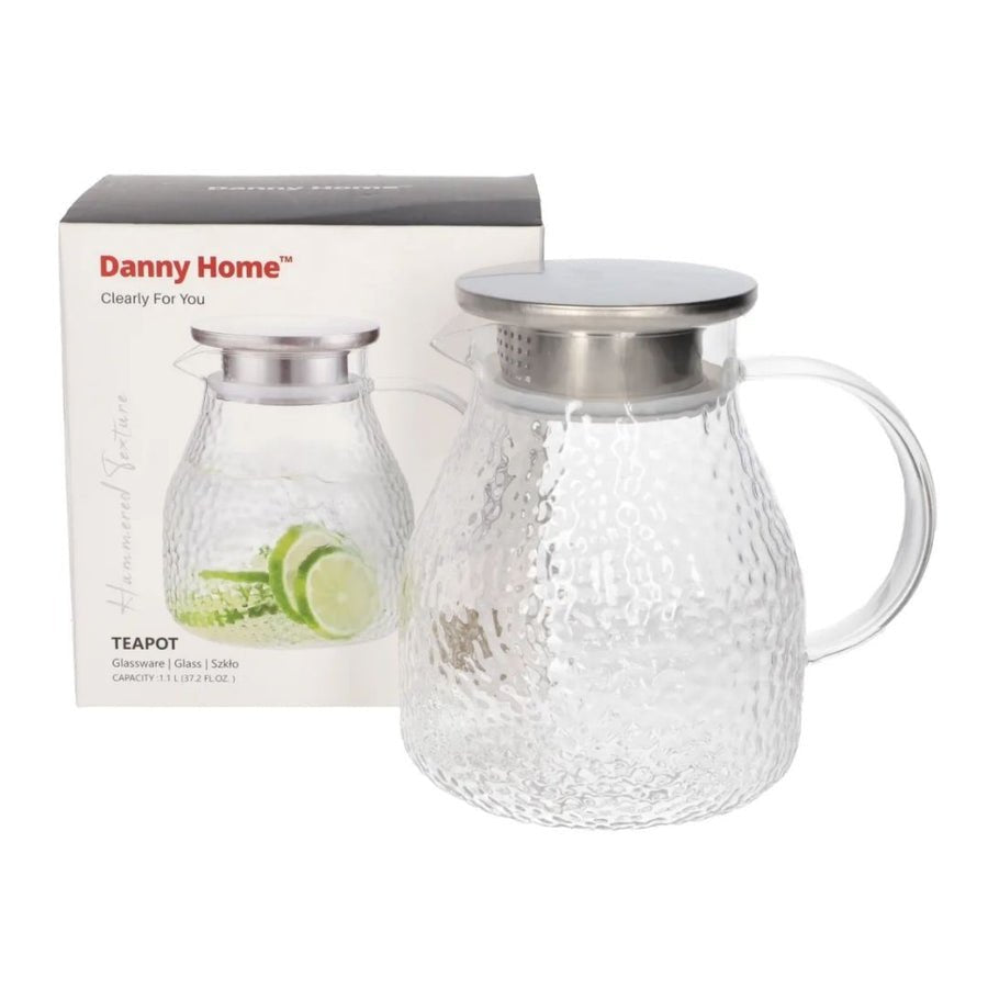 Danny Home Embossed Borosilicate Glass Tea Pot Pitcher – 1.1L - Home Phase