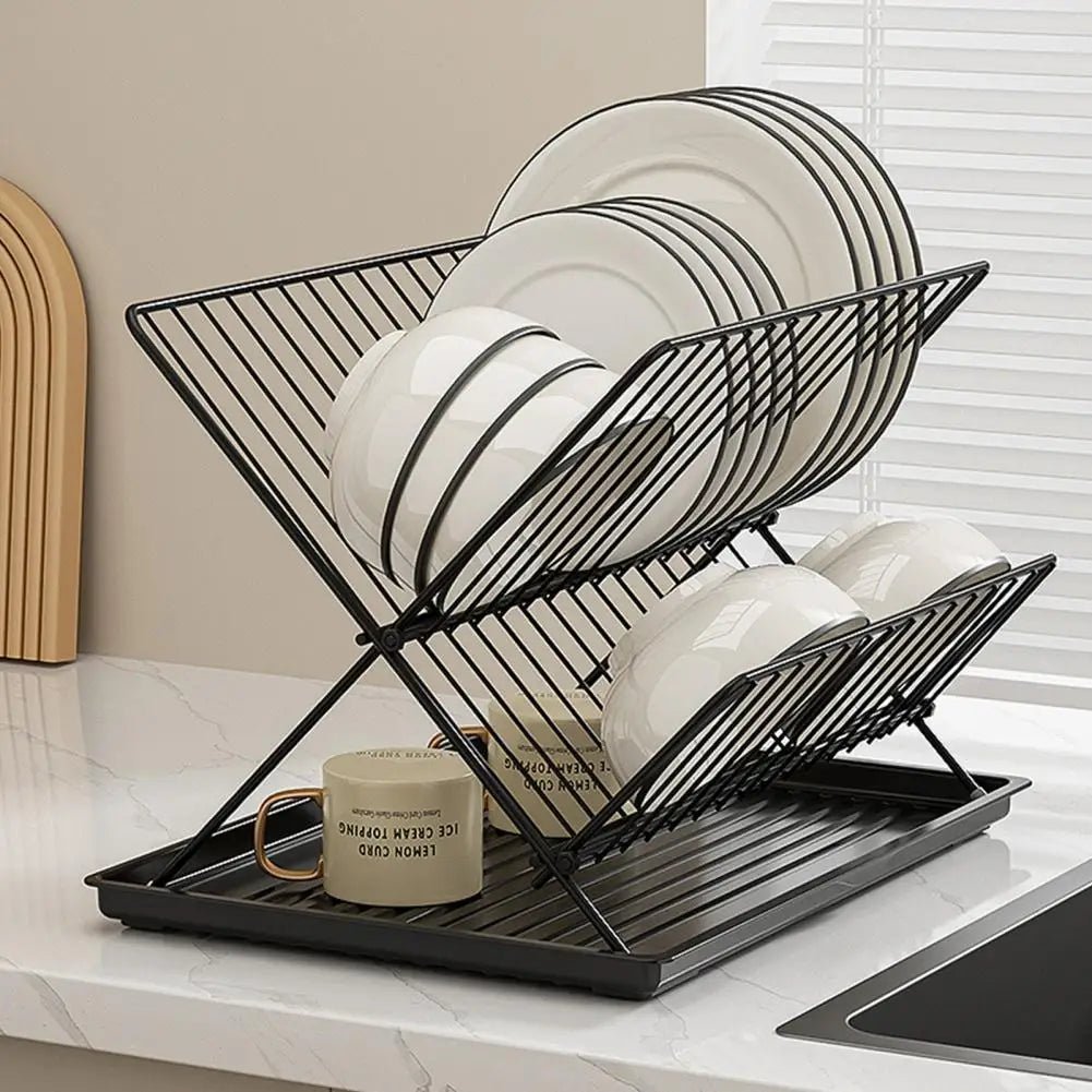 Danny Home Foldable X - Shape Dish Rack & Drip Tray - Home Phase