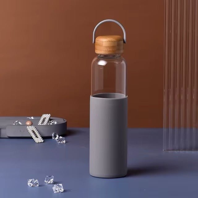 Danny Home Glass Bottle With Bamboo Lid - 550ml - Style Phase Home