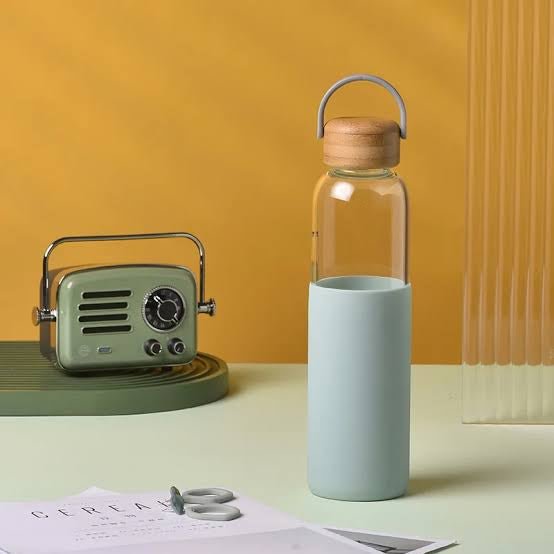 Danny Home Glass Bottle With Bamboo Lid - 550ml - Style Phase Home