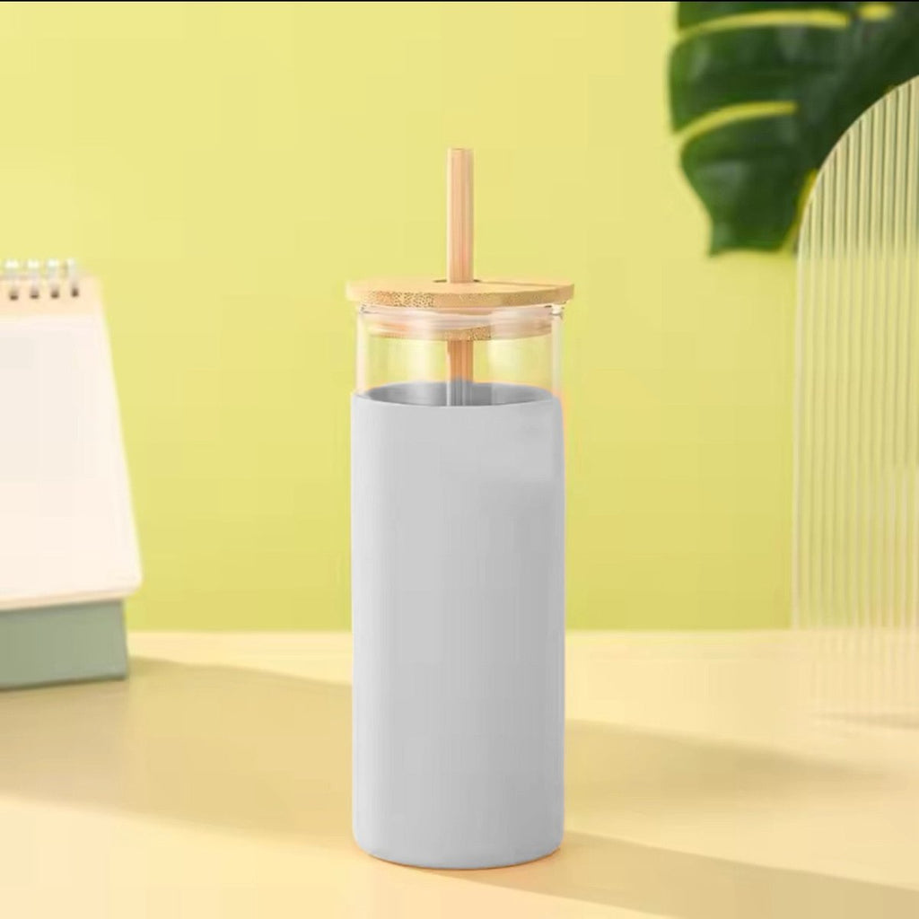 Danny Home Glass Bottle With Bamboo Lid & Straw - Style Phase Home