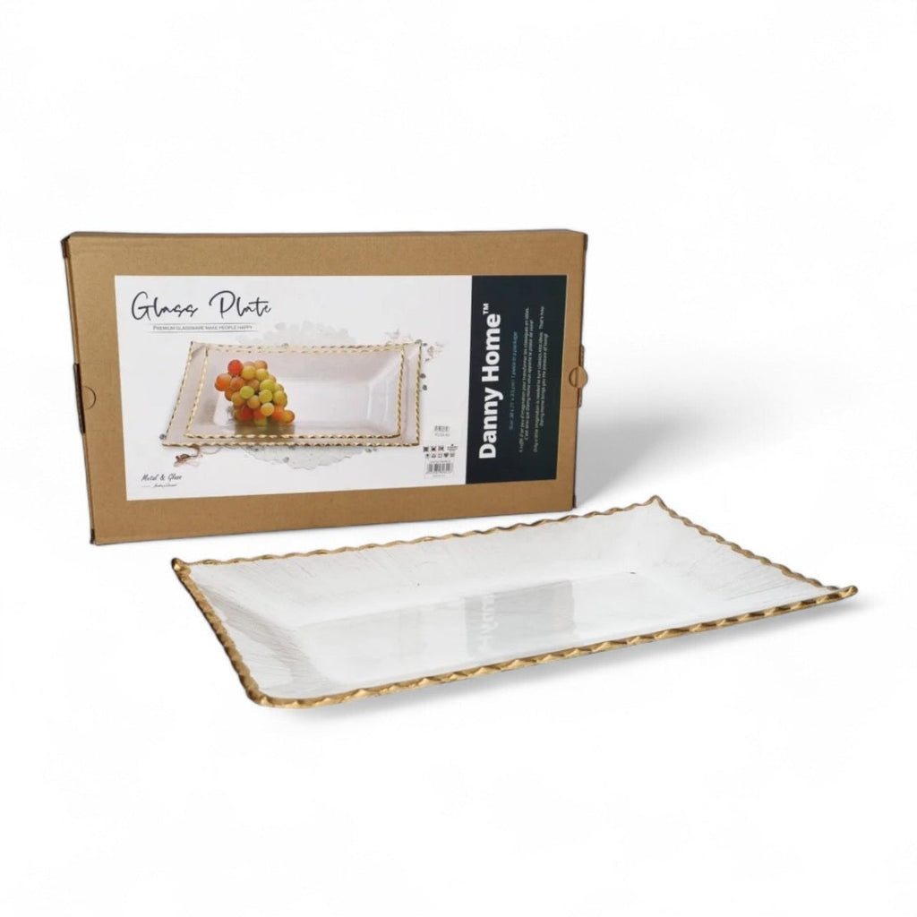 Danny Home Premium Glass Rectangle Serving Platter - 35.3 cm - Style Phase Home