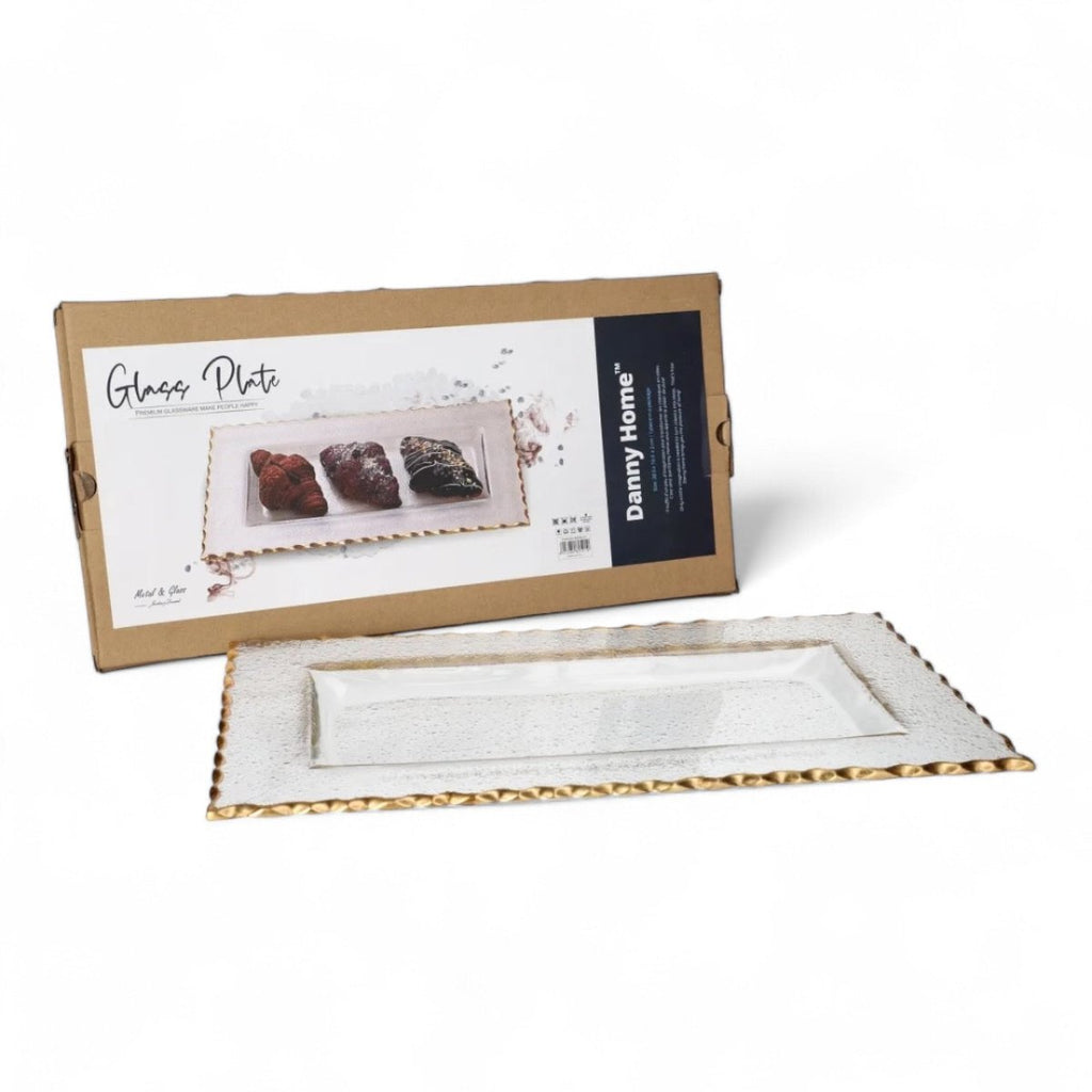 Danny Home Premium Glass Rectangle Serving Platter - 38.5 cm - Style Phase Home