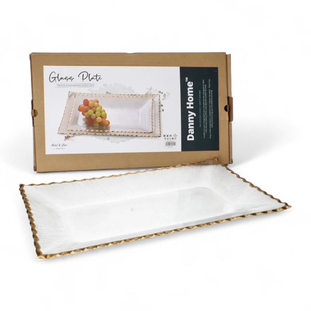 Danny Home Premium Glass Rectangle Serving Platter - 42 cm - Style Phase Home