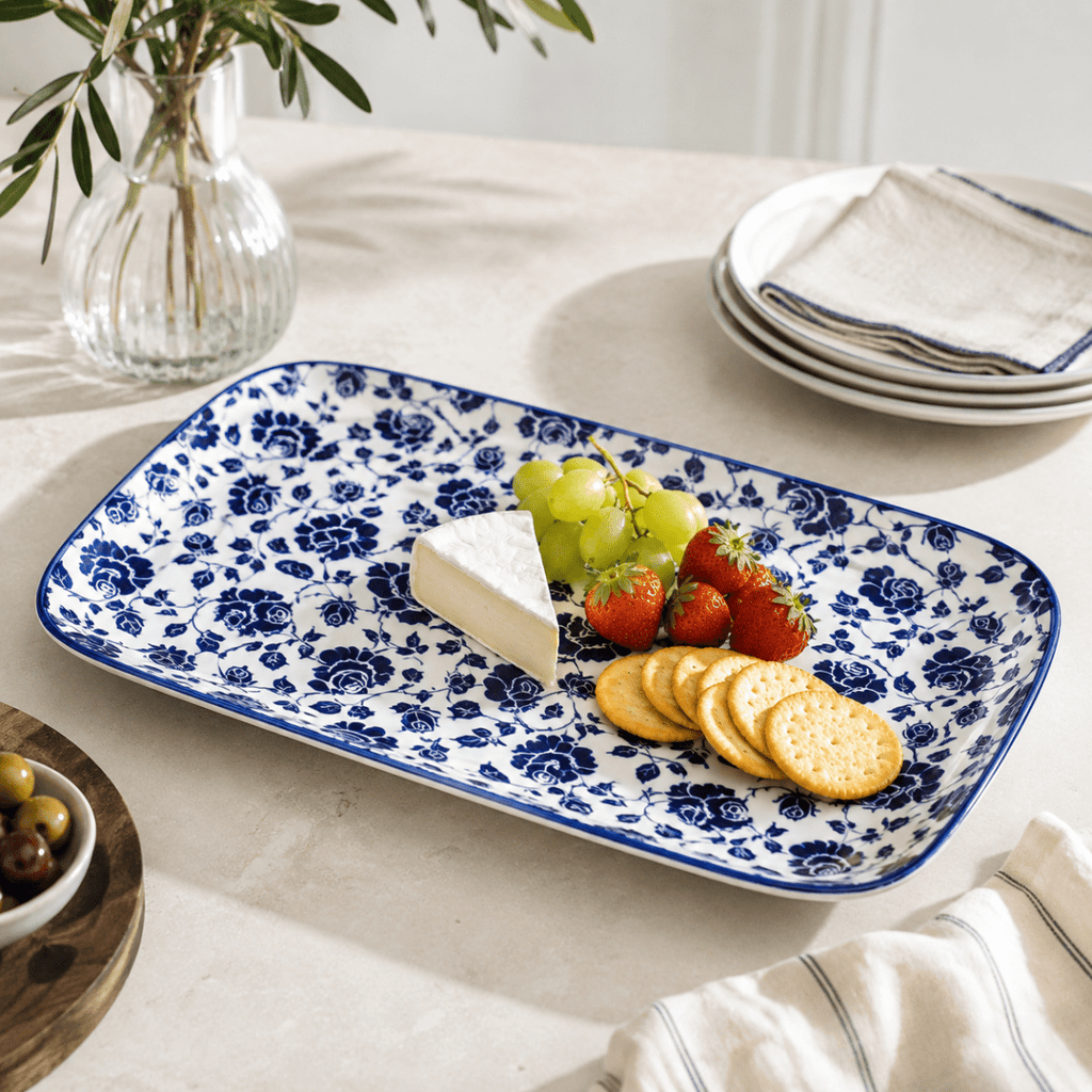 Danny Home Rectangular Ceramic Serving Platter - 36 x 21 x 3 cm - Home Phase
