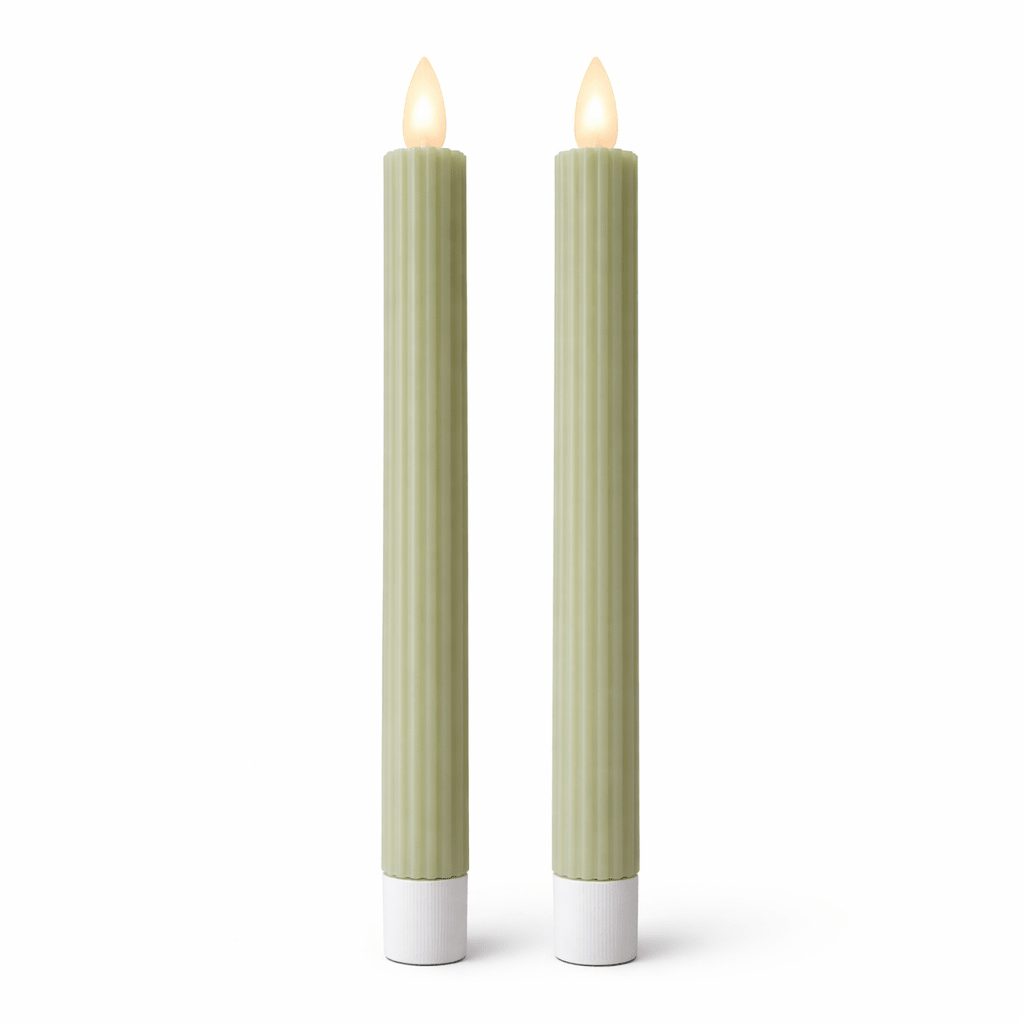 Danny Home Set of 2 Ribbed Taper LED Candles - Home Phase