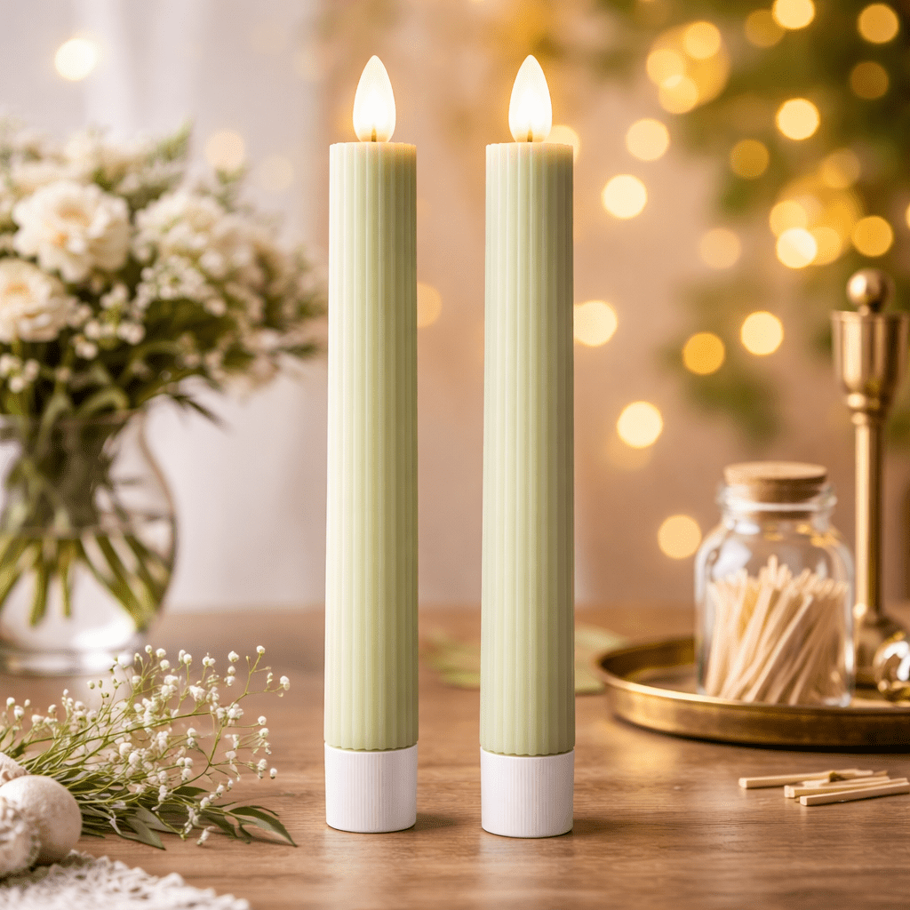 Danny Home Set of 2 Ribbed Taper LED Candles - Home Phase