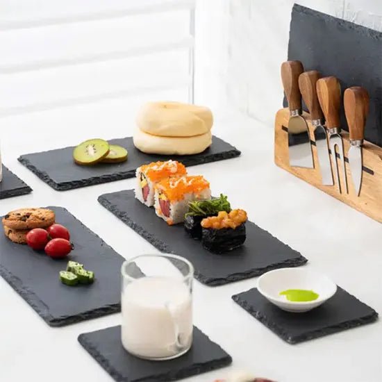 Danny Home Square Natural Stone Slate Slab Tray - Premium Quality - Home Phase