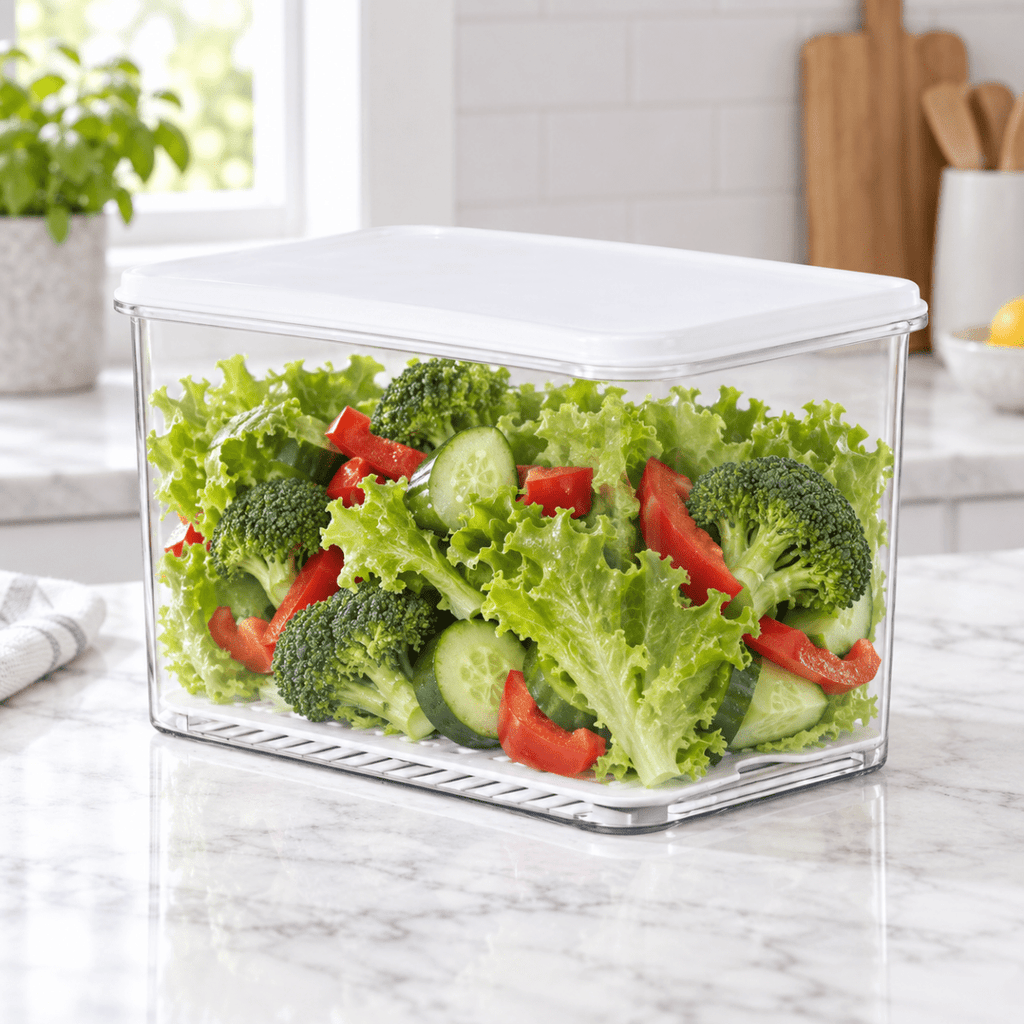 Deep Acrylic Food Storage Container With Drainer - 3.5L - Home Phase