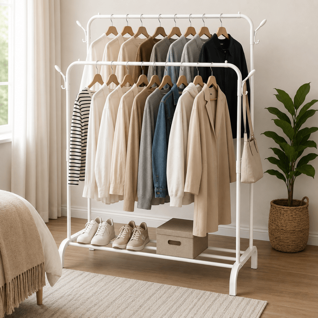 Double Pole Multifunctional Clothes Storage Rack - Home Phase