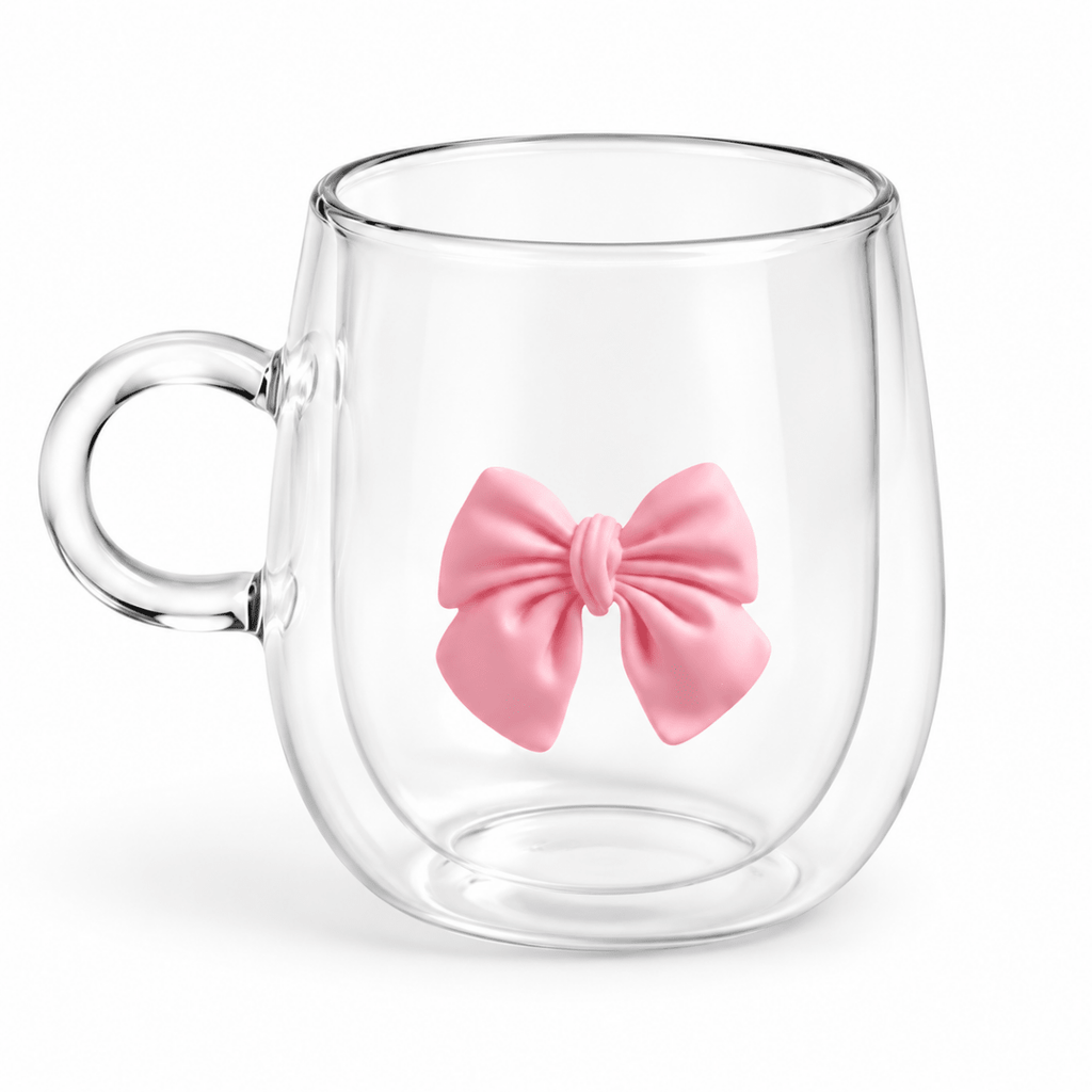 Double Wall Glass Mug with Bow Design - Home Phase