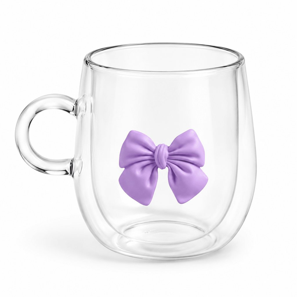Double Wall Glass Mug with Bow Design - Home Phase