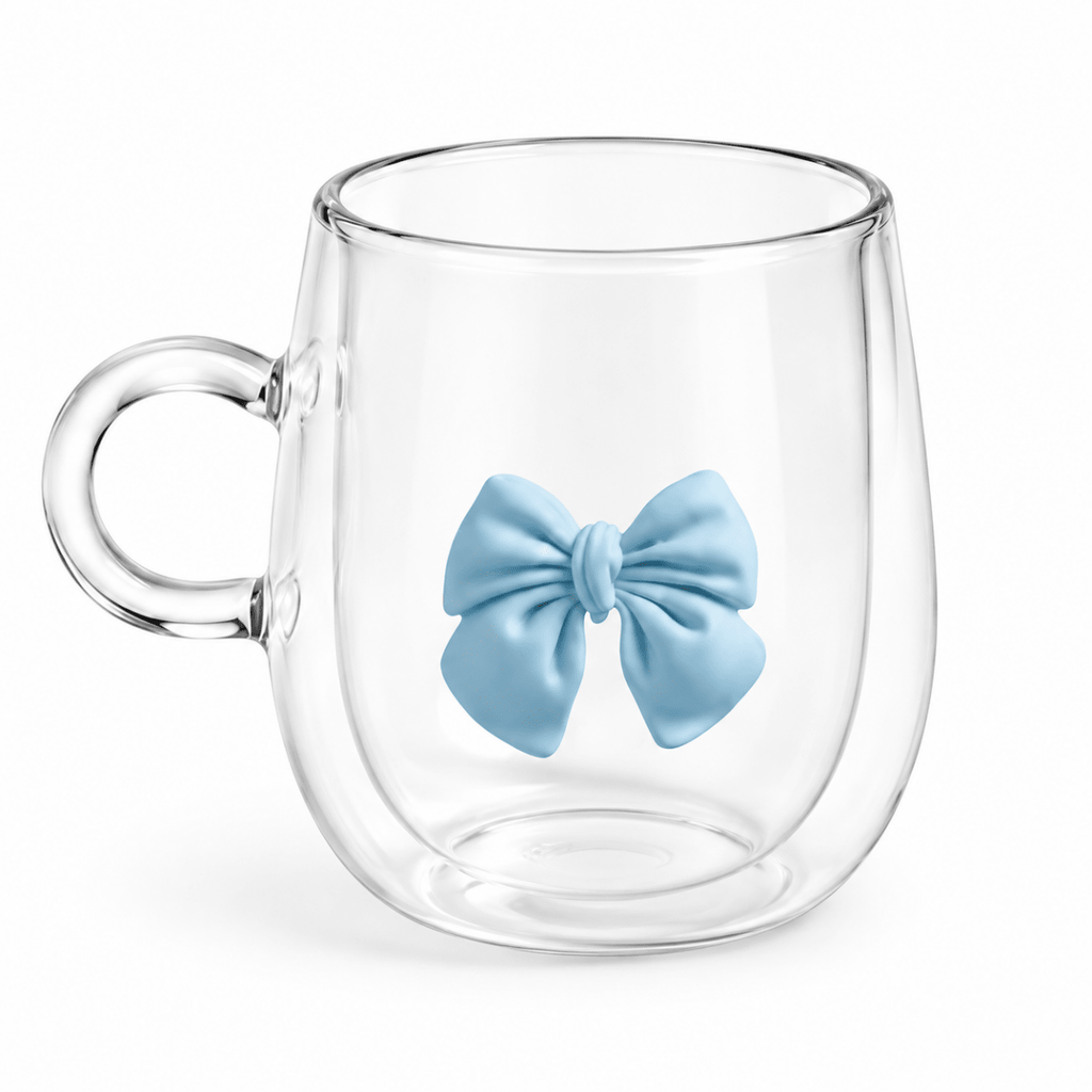Double Wall Glass Mug with Bow Design - Home Phase