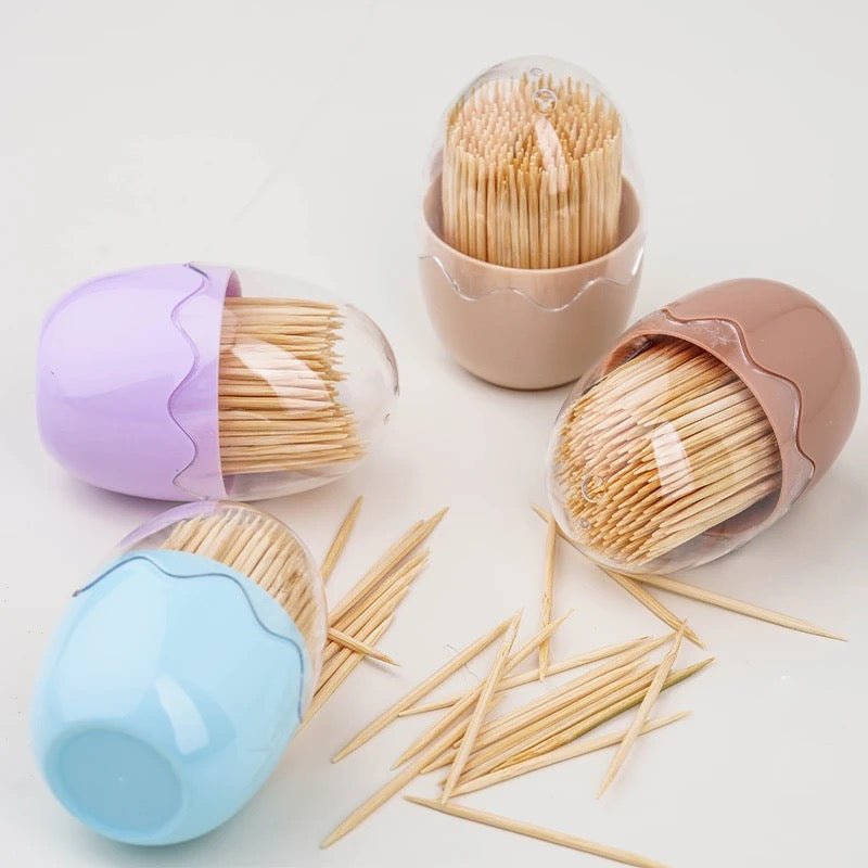 Egg Shape Bamboo Toothpicks & Dispenser - 360 pc - Style Phase Home