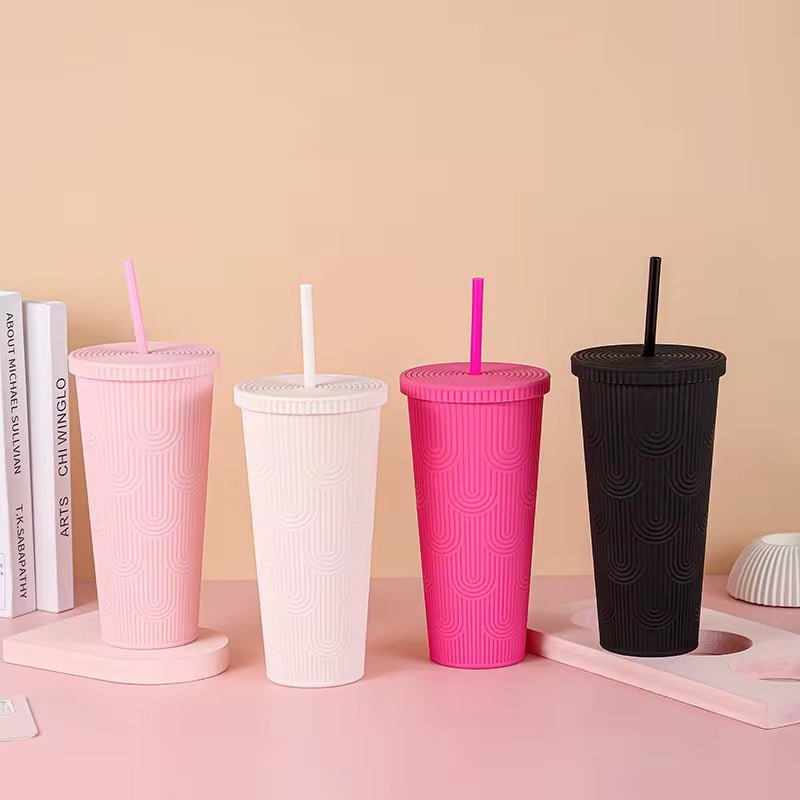 Embossed Plastic Straw Cup - Style Phase Home