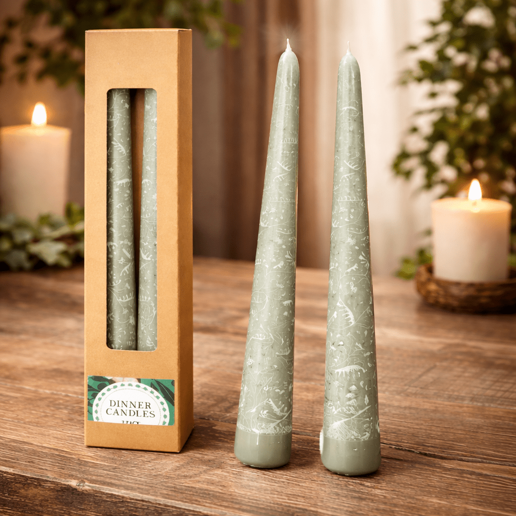 Embossed Tapered Dinner Candles - Pack of 2 - Home Phase