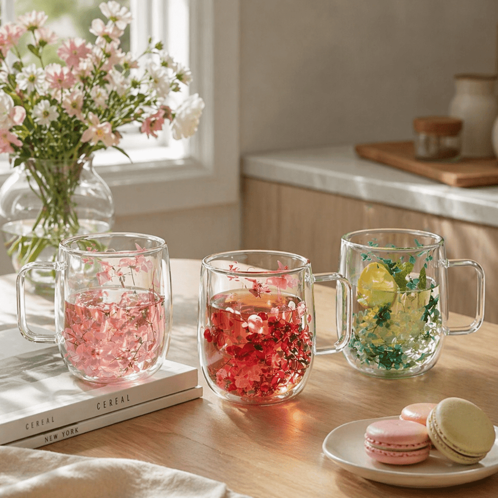 Floral Double Wall Mug - 250 ml - Home Phase