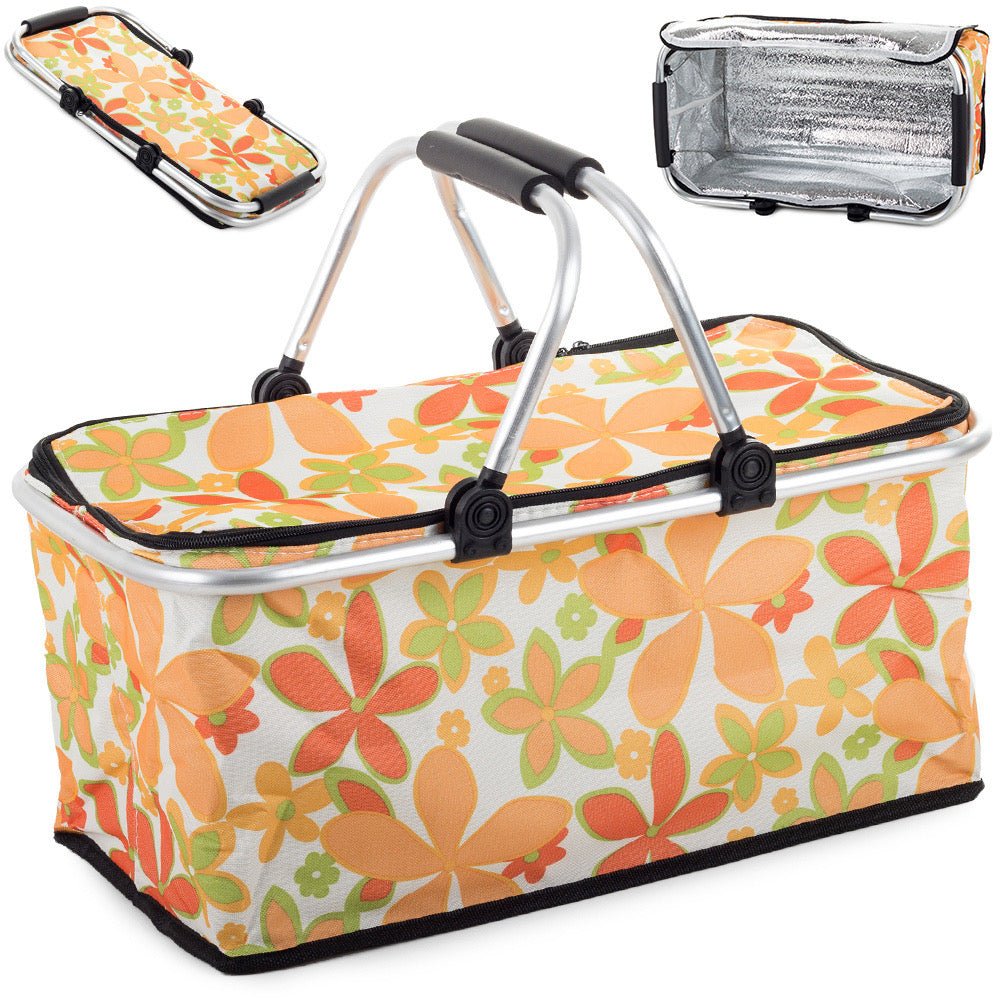 Foldable Insulated Picnic Basket With Handle - Style Phase Home