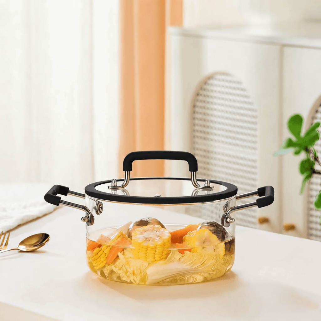 Glass Cooking Pot with Lid & Side Handles - 3500ml - Home Phase