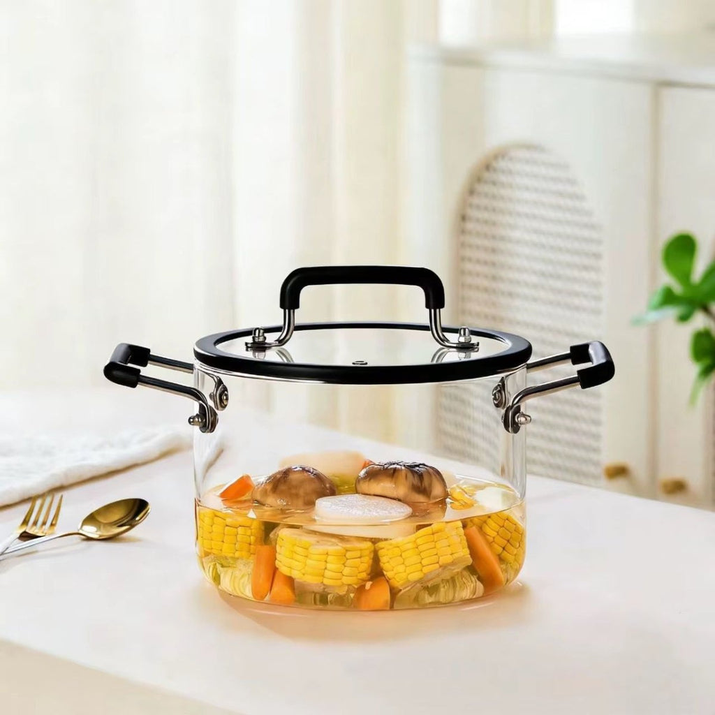 Glass Cooking Pot with Lid & Side Handles - 4500ml - Home Phase