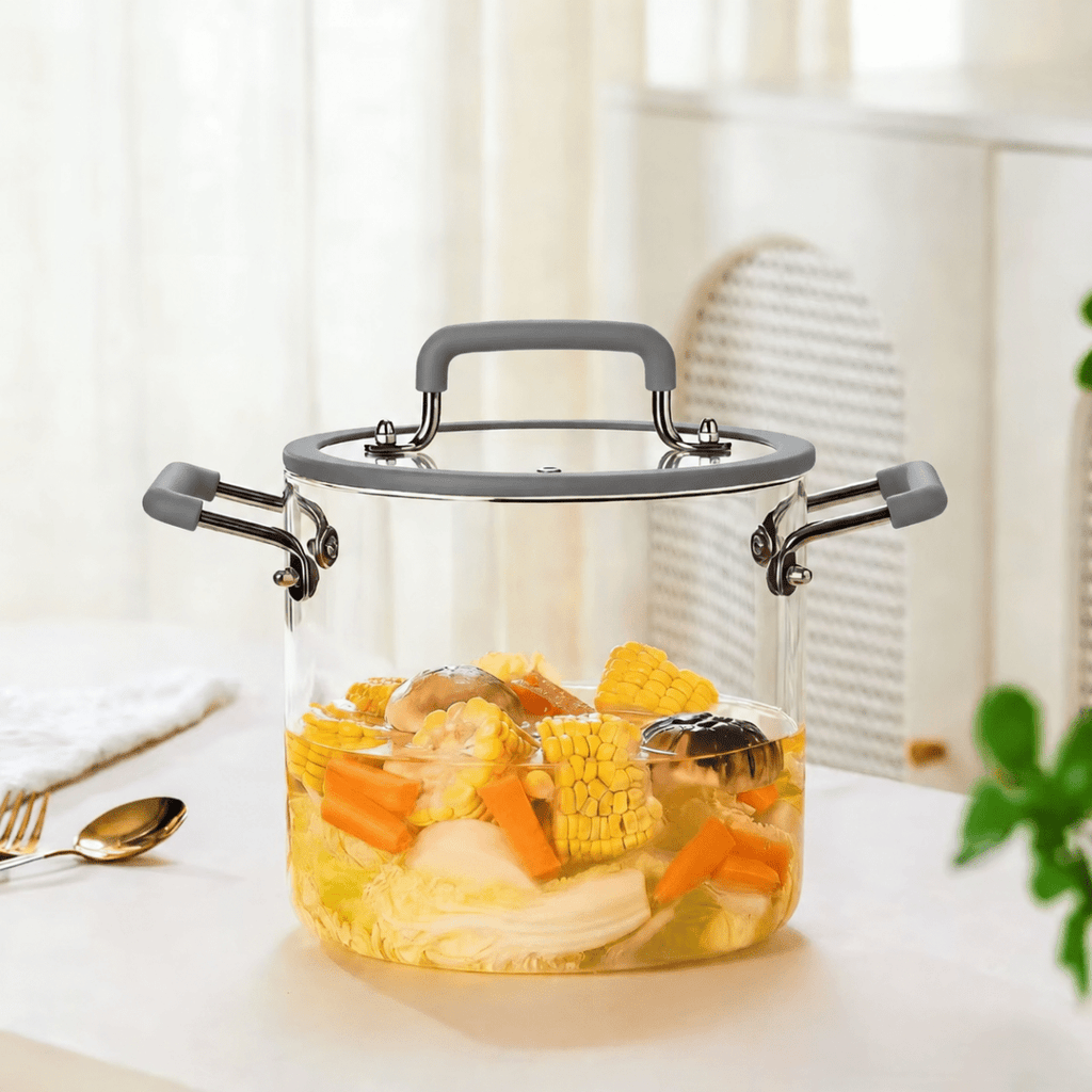 Glass Cooking Pot with Lid & Side Handles - 5500ml - Home Phase