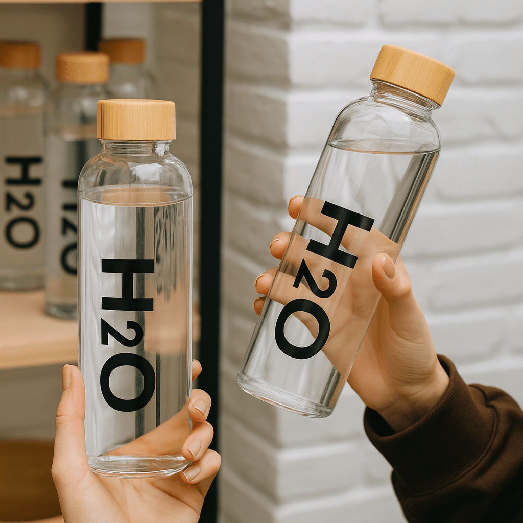Glass Water Bottle With Bamboo Lid - 700 ml - Home Phase