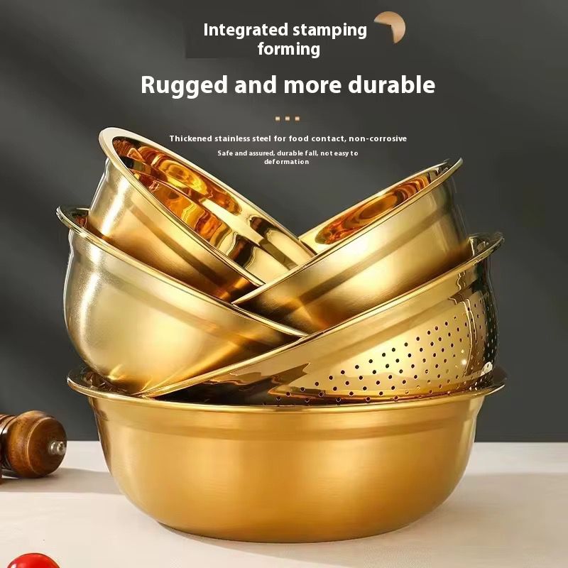 Gold Stainless Steel Mixing Bowl – Home Phase