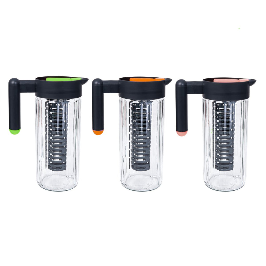 Herevin 1.43L Ribbed Embossed Glass Jug With Infuser - Style Phase Home