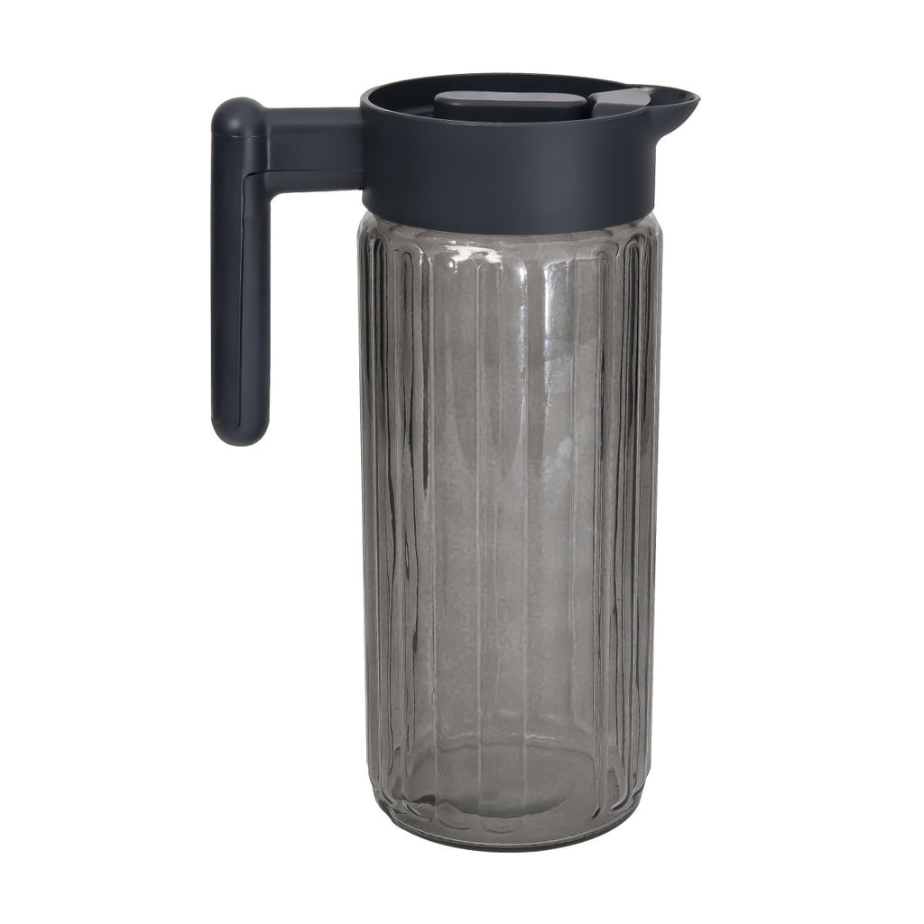 Herevin 1.43L Ribbed Embosses Glass Jug - Black - Style Phase Home