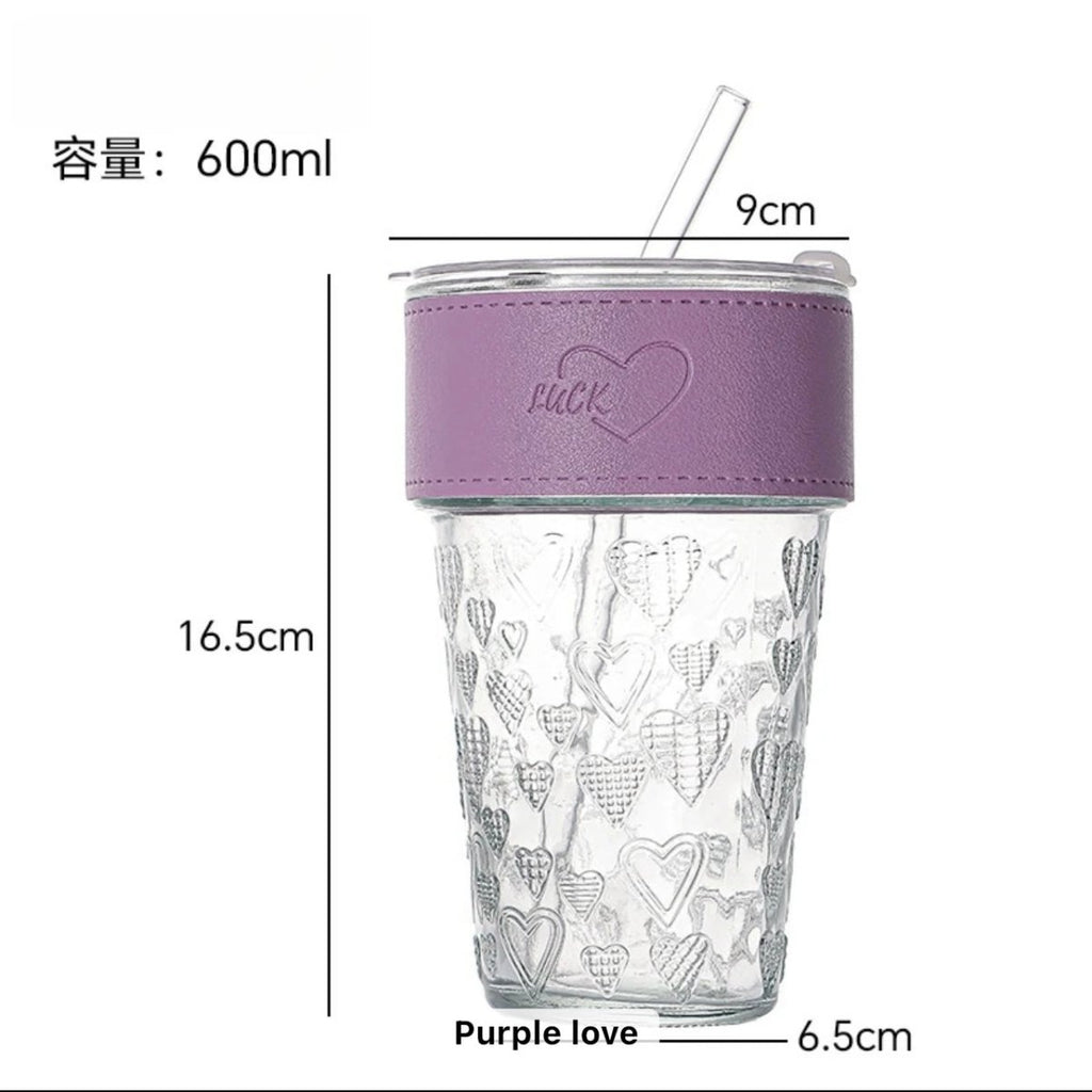 Insulated Portable Glass Coffee Cup With Straw And Lid - 460ml - Style Phase Home