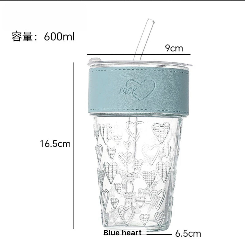 Insulated Portable Glass Coffee Cup With Straw And Lid - 460ml - Style Phase Home