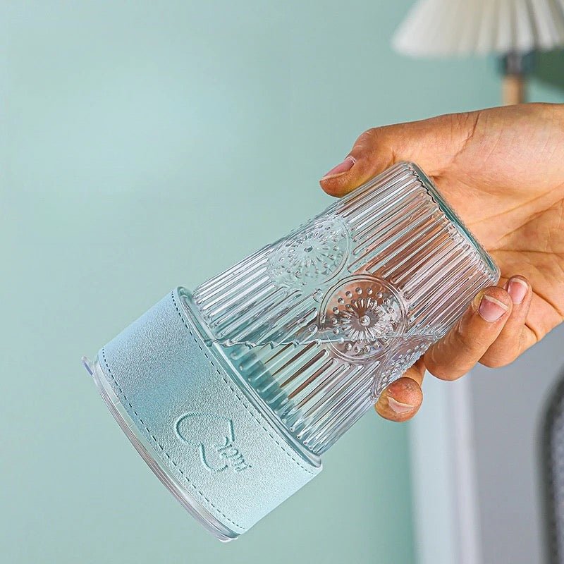 Insulated Portable Glass Coffee Cup With Straw And Lid - 460ml - Style Phase Home