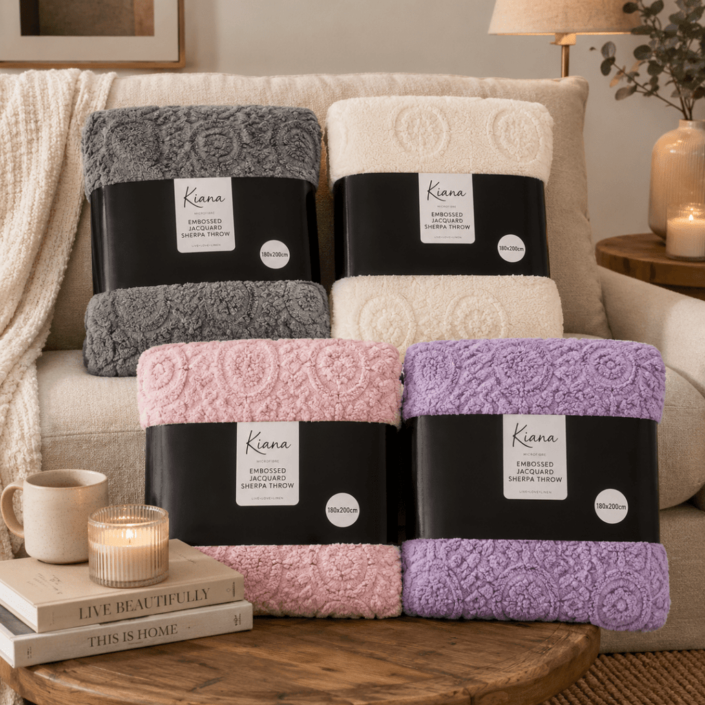 Kiara Embossed Jaqaurd Sherpa Throw - 180 x 200 cm - Home Phase
