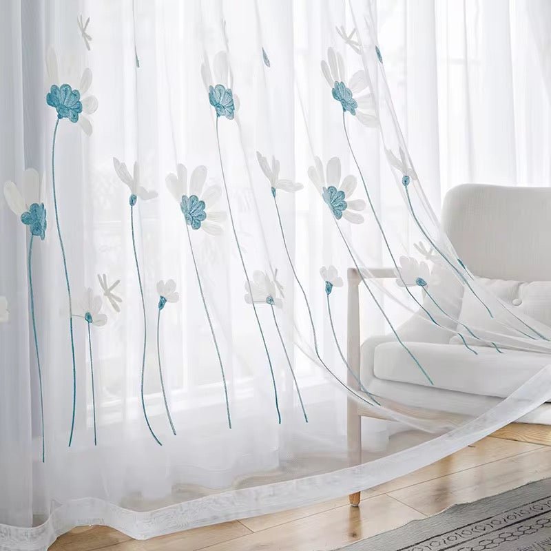 Kiara Embroidery Voile Unlined Eyelet Curtain - 135 x 225 cm - Style Phase Home