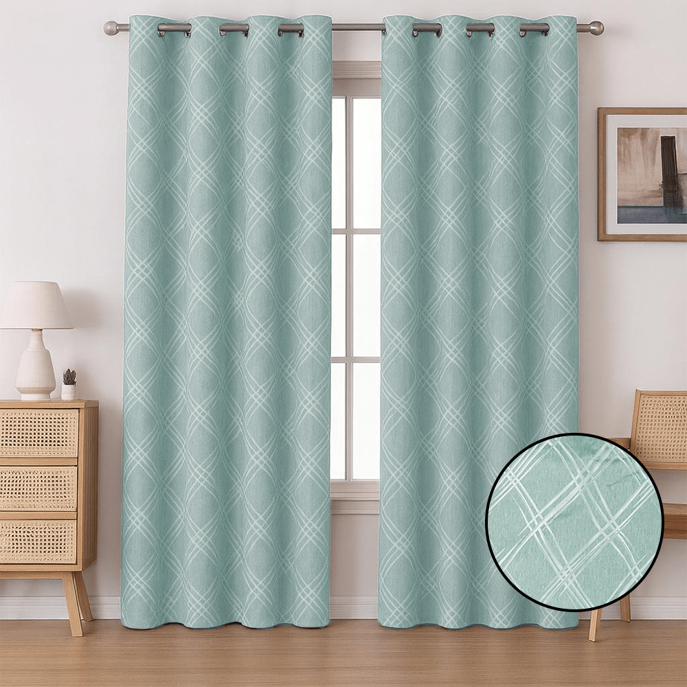 Kiara Lined Jacquard Eyelet Curtain - Criss Cross - 200 x 225 cm - Home Phase