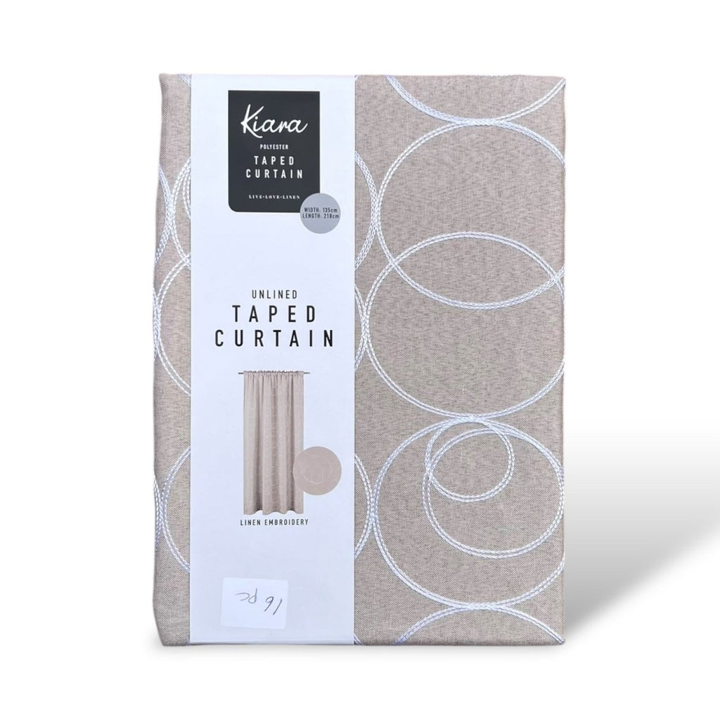 Kiara Linen Embroidery Unlined Eyelet Curtain - 135 x 225 - Style Phase Home