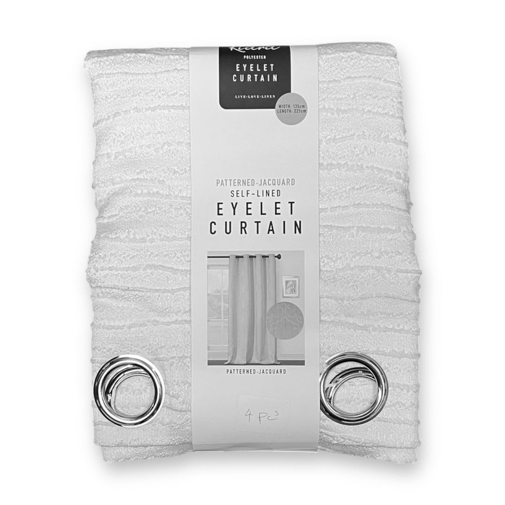 Kiara Pack Textured Jacquard Eyelet Self Lined Curtain - 135 x 225 cm - Style Phase Home