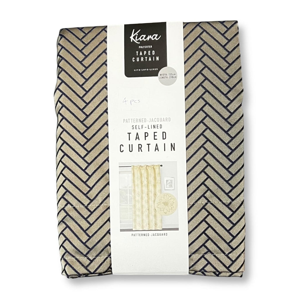 Kiara Patterned Jacquard Taped Self Lined Curtain - 135 x 218 cm - Style Phase Home