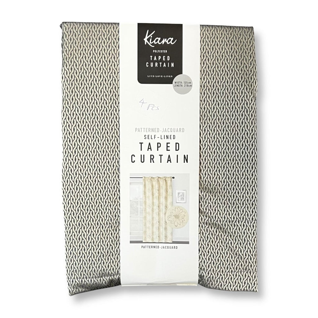 Kiara Patterned Jacquard Taped Self Lined Curtain - 135 x 218 cm - Style Phase Home