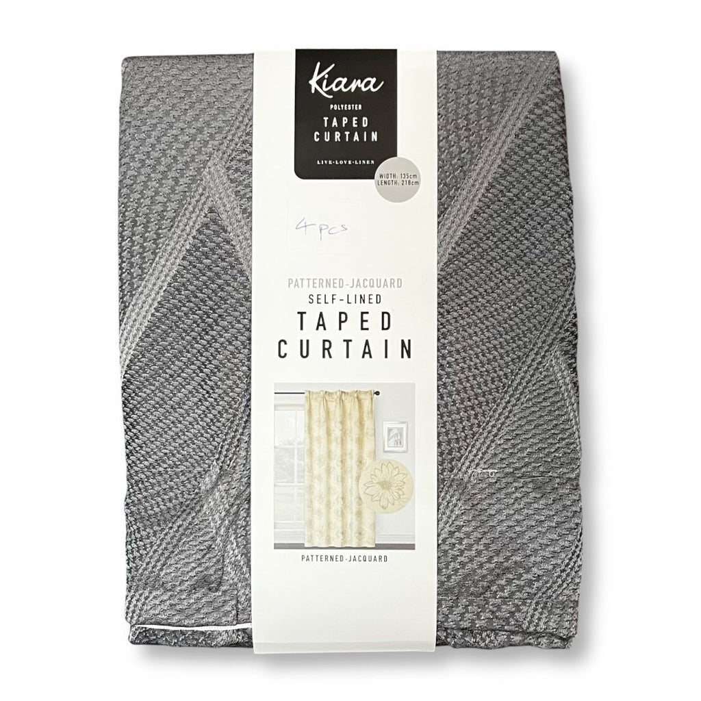 Kiara Patterned Jacquard Taped Self Lined Curtain - 135 x 218 cm - Style Phase Home