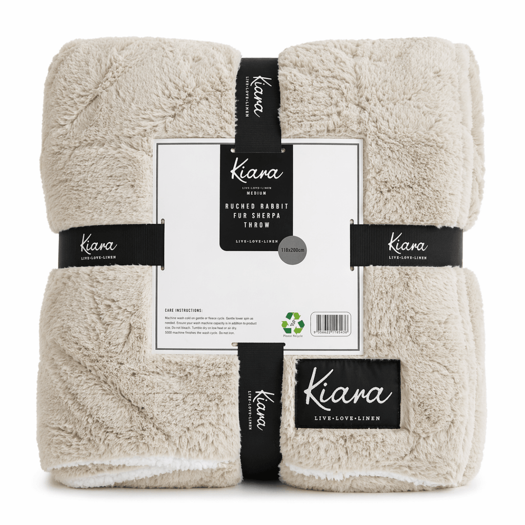 Kiara Ruched Rabbit Fur Sherpa Throw - 180 x 200 cm - Home Phase