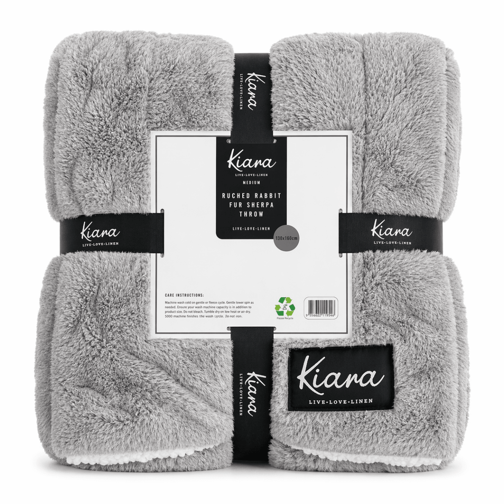 Kiara Ruched Rabbit Fur Sherpa Throw - 180 x 200 cm - Home Phase