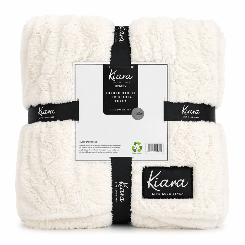 Kiara Ruched Rabbit Fur Sherpa Throw - 180 x 200 cm - Home Phase