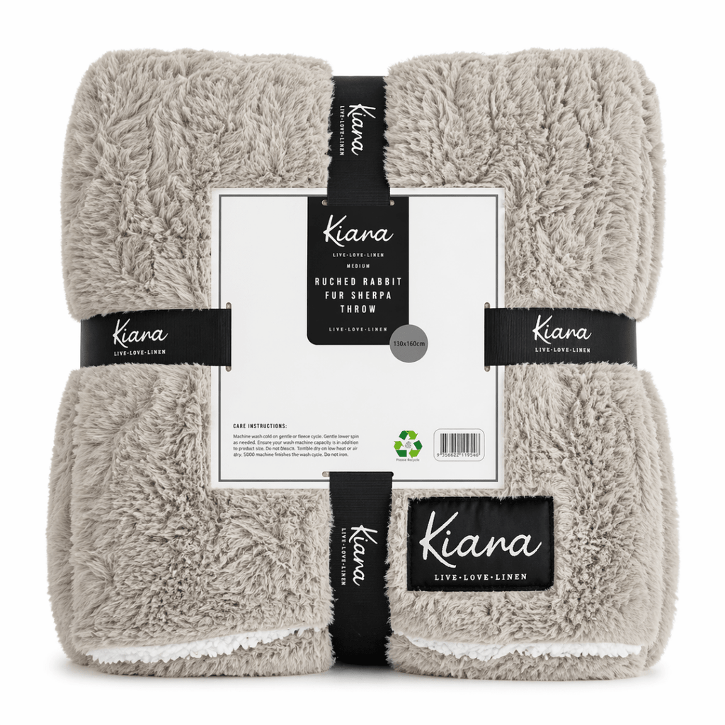 Kiara Ruched Rabbit Fur Sherpa Throw - 180 x 200 cm - Home Phase